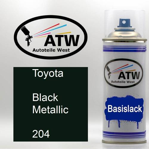 Toyota, Black Metallic, 204: 400ml Sprühdose, von ATW Autoteile West.